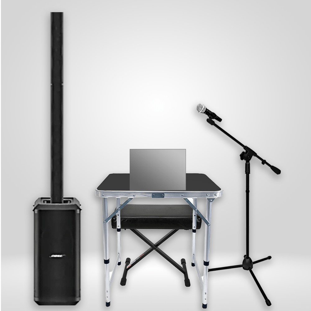 Live singer performance equipment setup for Moses Music Studios events